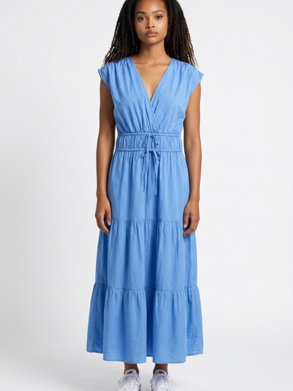 Rails Blue V-Neck Tiered Maxi Dress